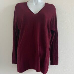 Vince Cashmere/wool Sweater Womens X-Small V Neck Pullover Burgundy color